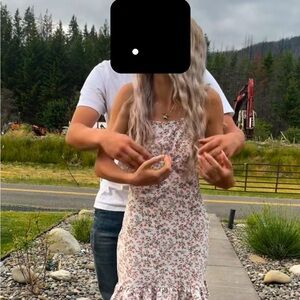 SHEIN Floral Mini Dress - Pink and White